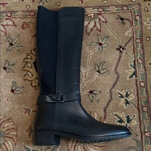 Aquatalia Black Leather Knee-High Boots